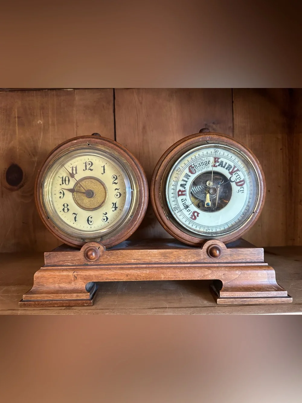 Antique Junghans Mantel Clock & Barometer, circa 1890's